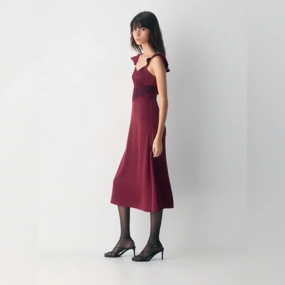 NWT Wilfred Magnate Satin Dress in Cordovan 🌹 • US 4 • Aritzia - Picture 6 of 13